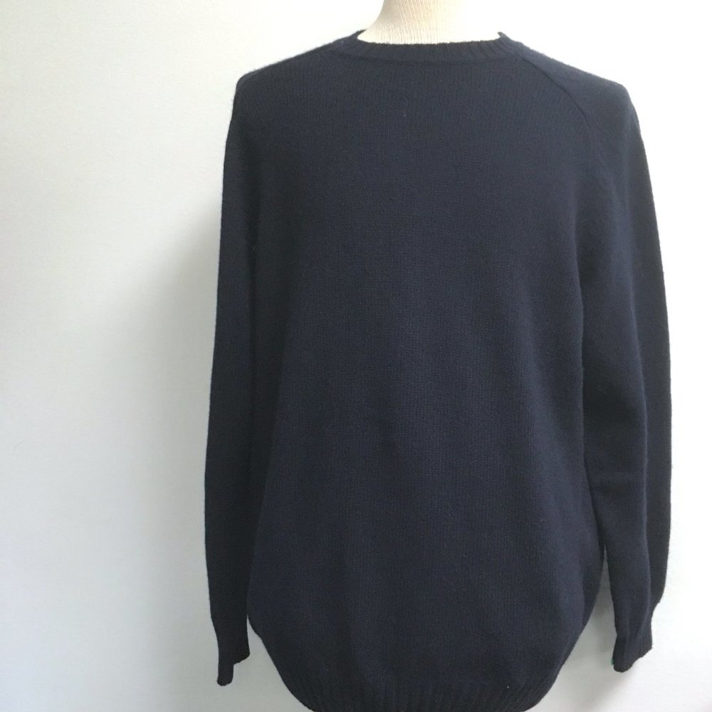 Blumarine Italy navy blue  wool crew sweater xxl